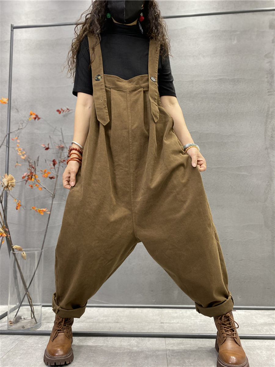 Plus Size Herbst Damen Lässige einfarbige lockere Overalls