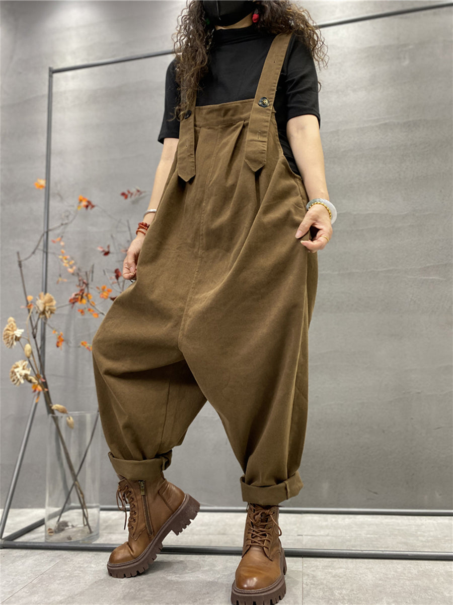 Plus Size Herbst Damen Lässige einfarbige lockere Overalls