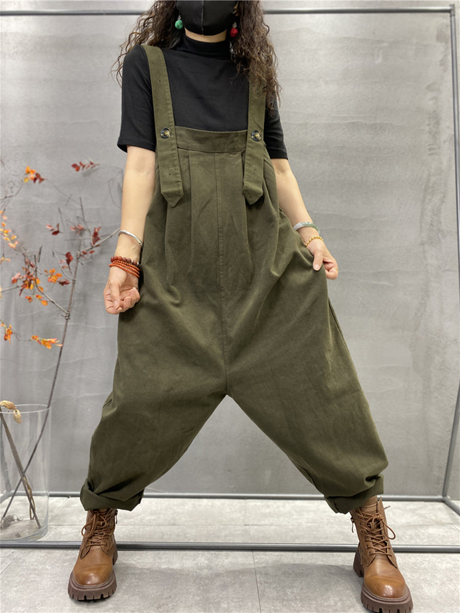 Plus Size Herbst Damen Lässige einfarbige lockere Overalls