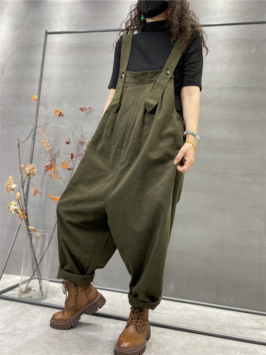 Plus Size Herbst Damen Lässige einfarbige lockere Overalls