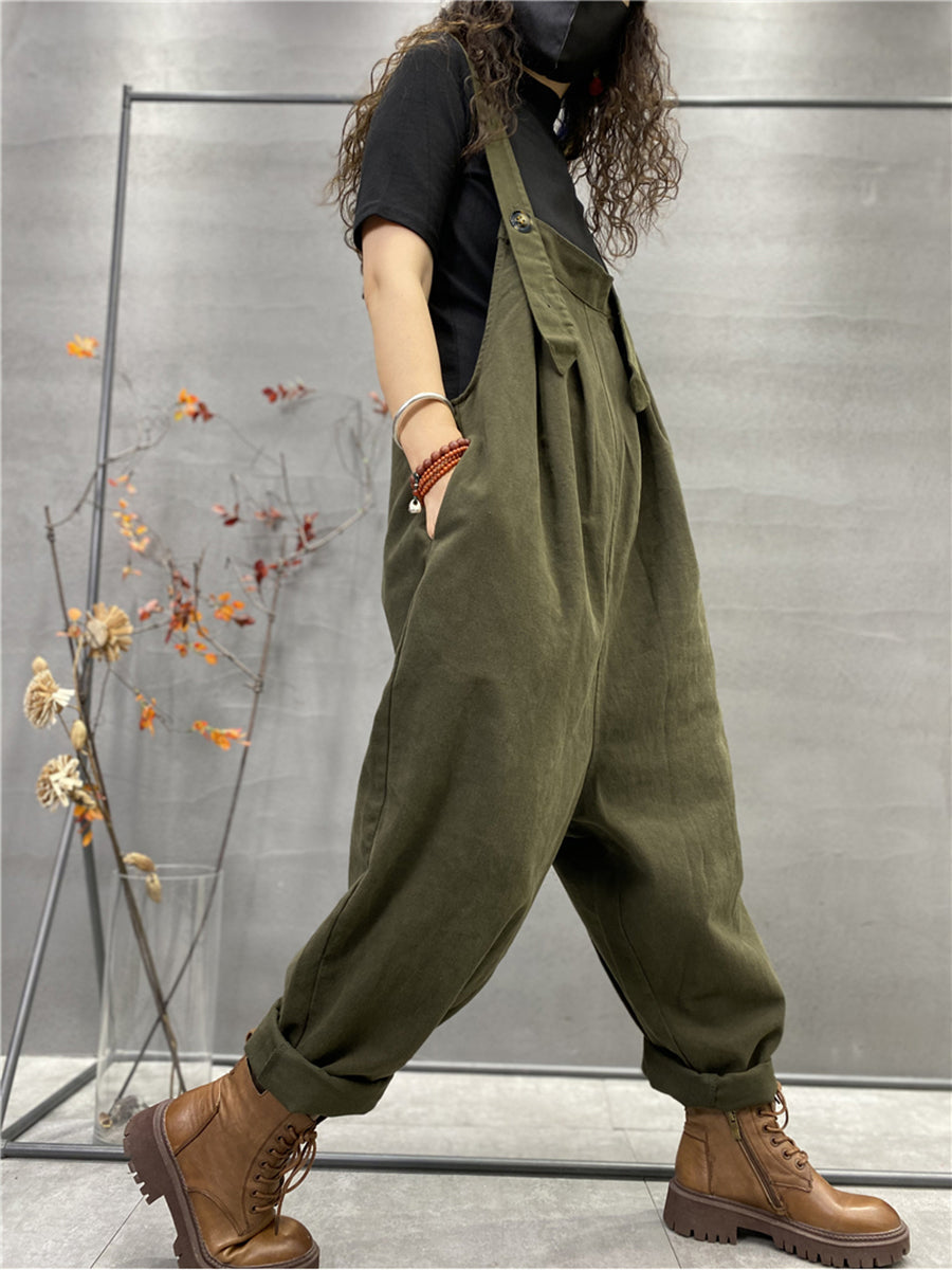 Plus Size Herbst Damen Lässige einfarbige lockere Overalls