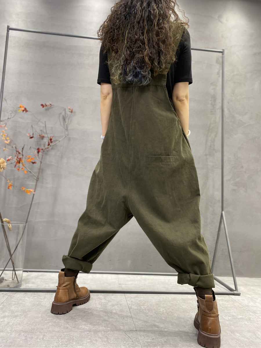 Plus Size Herbst Damen Lässige einfarbige lockere Overalls