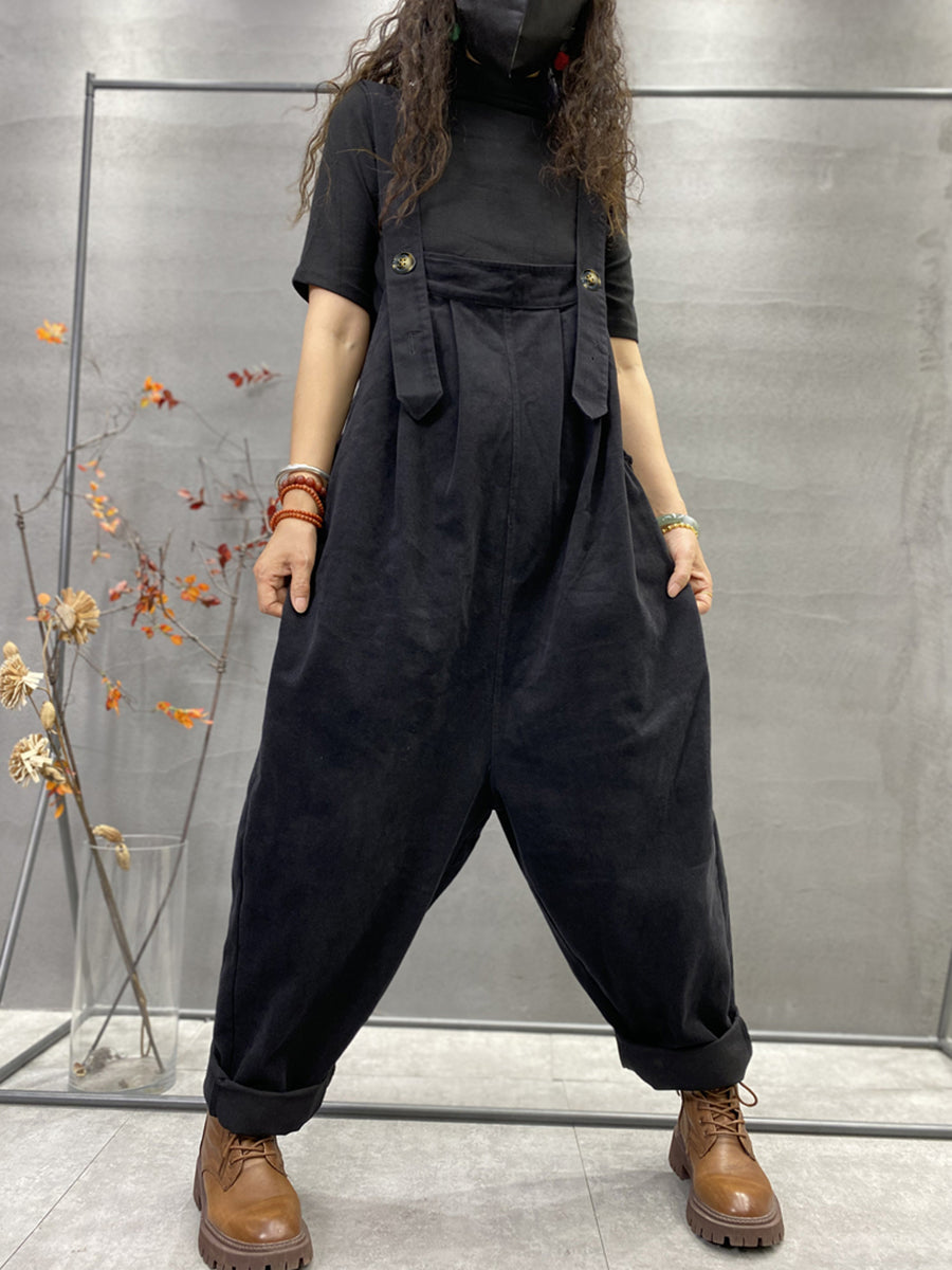 Plus Size Herbst Damen Lässige einfarbige lockere Overalls