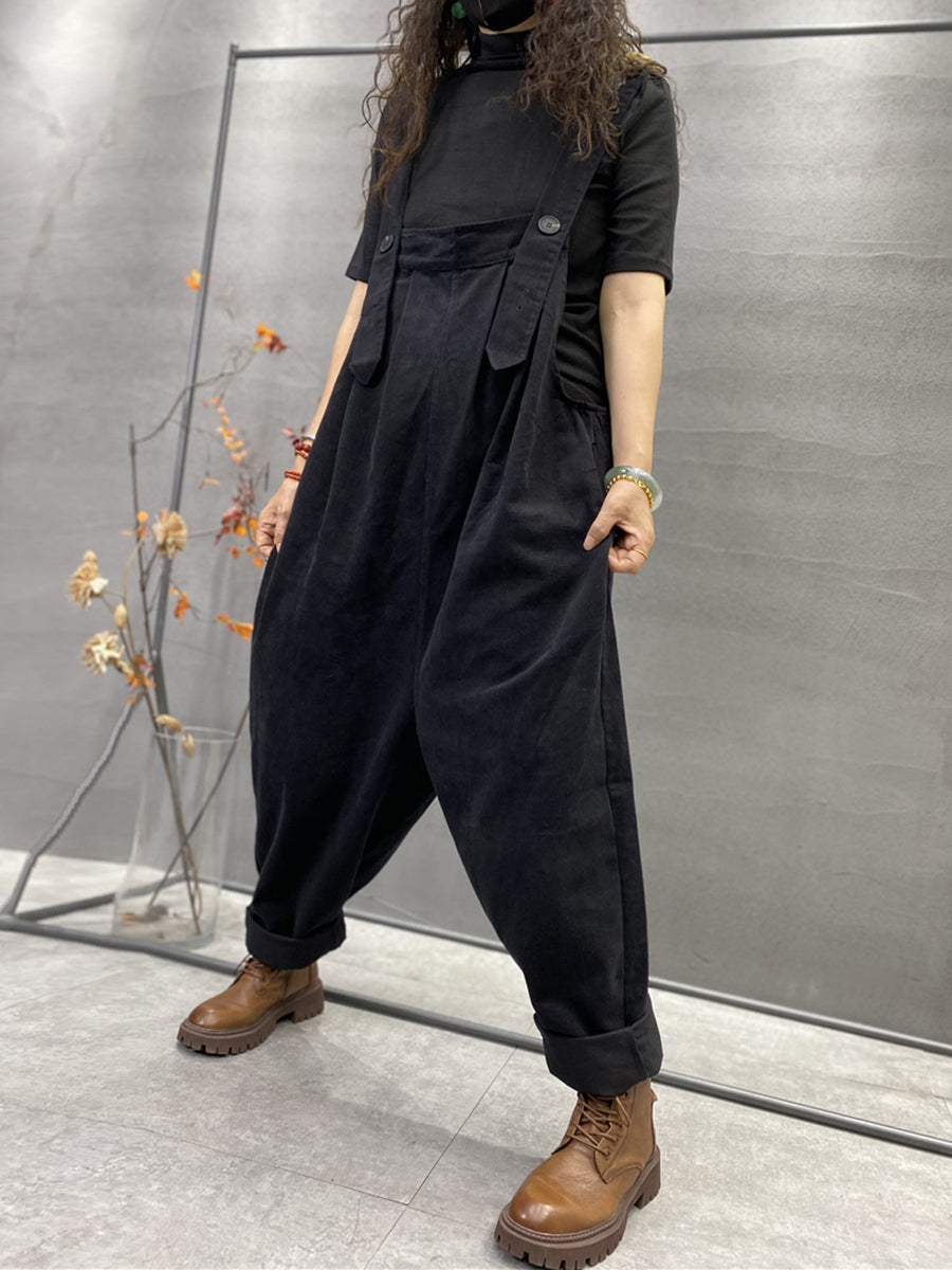 Plus Size Herbst Damen Lässige einfarbige lockere Overalls