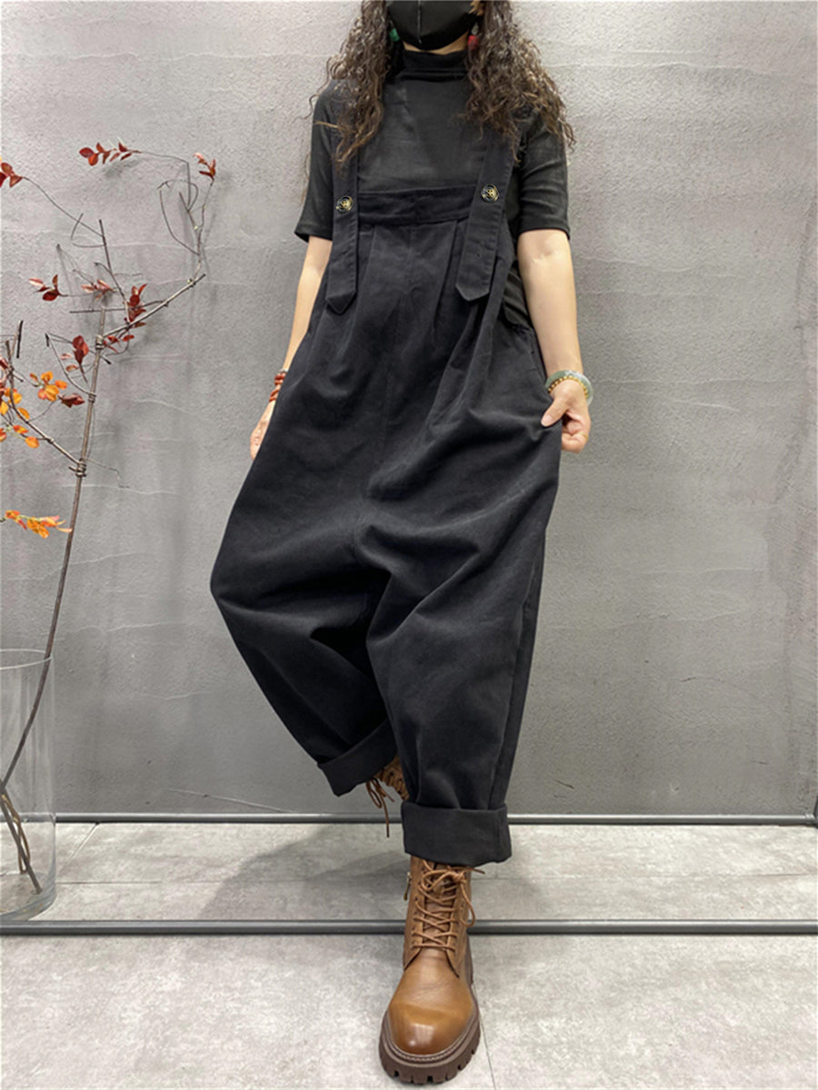 Plus Size Herbst Damen Lässige einfarbige lockere Overalls