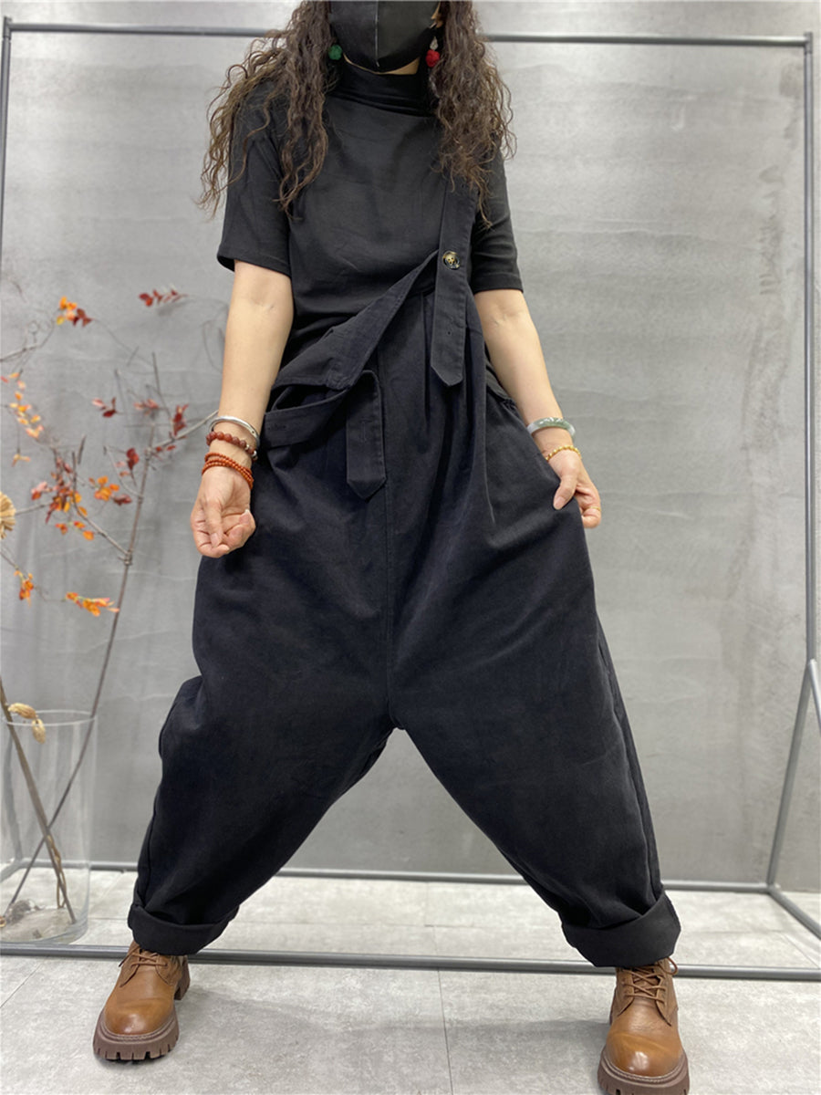 Plus Size Herbst Damen Lässige einfarbige lockere Overalls