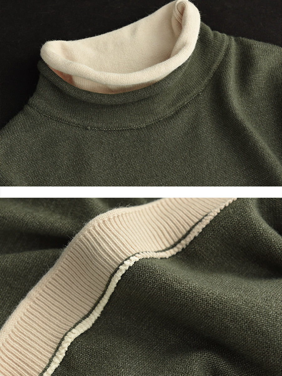 Plus Size Herbst Fake Zweiteiliger Colorblock Damen Pullover