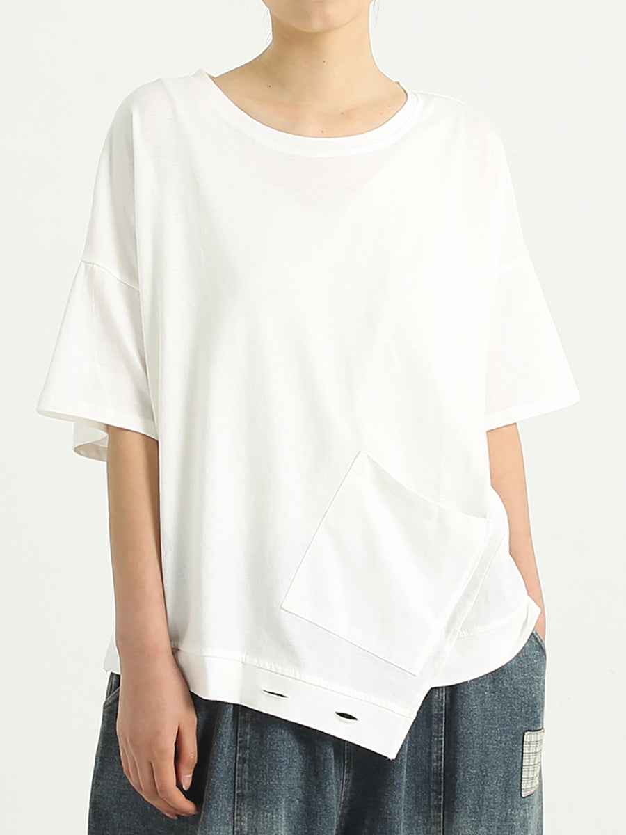 Übergröße, Baumwolle, kurzärmeliges, lässiges, lockeres T-Shirt für Damen