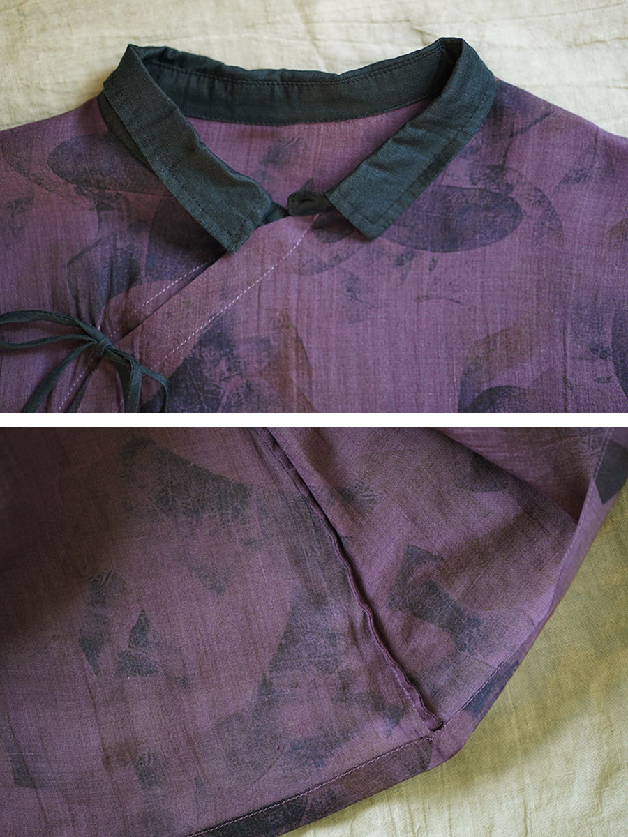 Lockeres Kleid im chinesischen Stil mit Kordelzug und Aufdruck für Damen in Übergröße