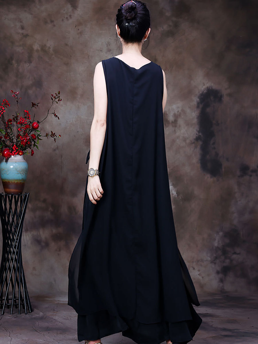Übergröße Damen Sommer Unregelmäßiger Saum Solide Lockeres Westenkleid