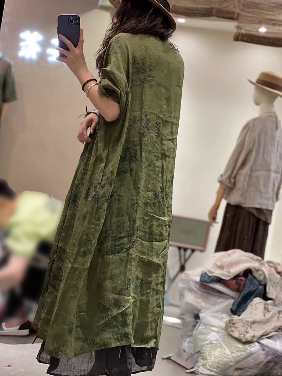 Plus Size Damen Sommer Faltendruck Nähte Locker getragenes Ramiekleid