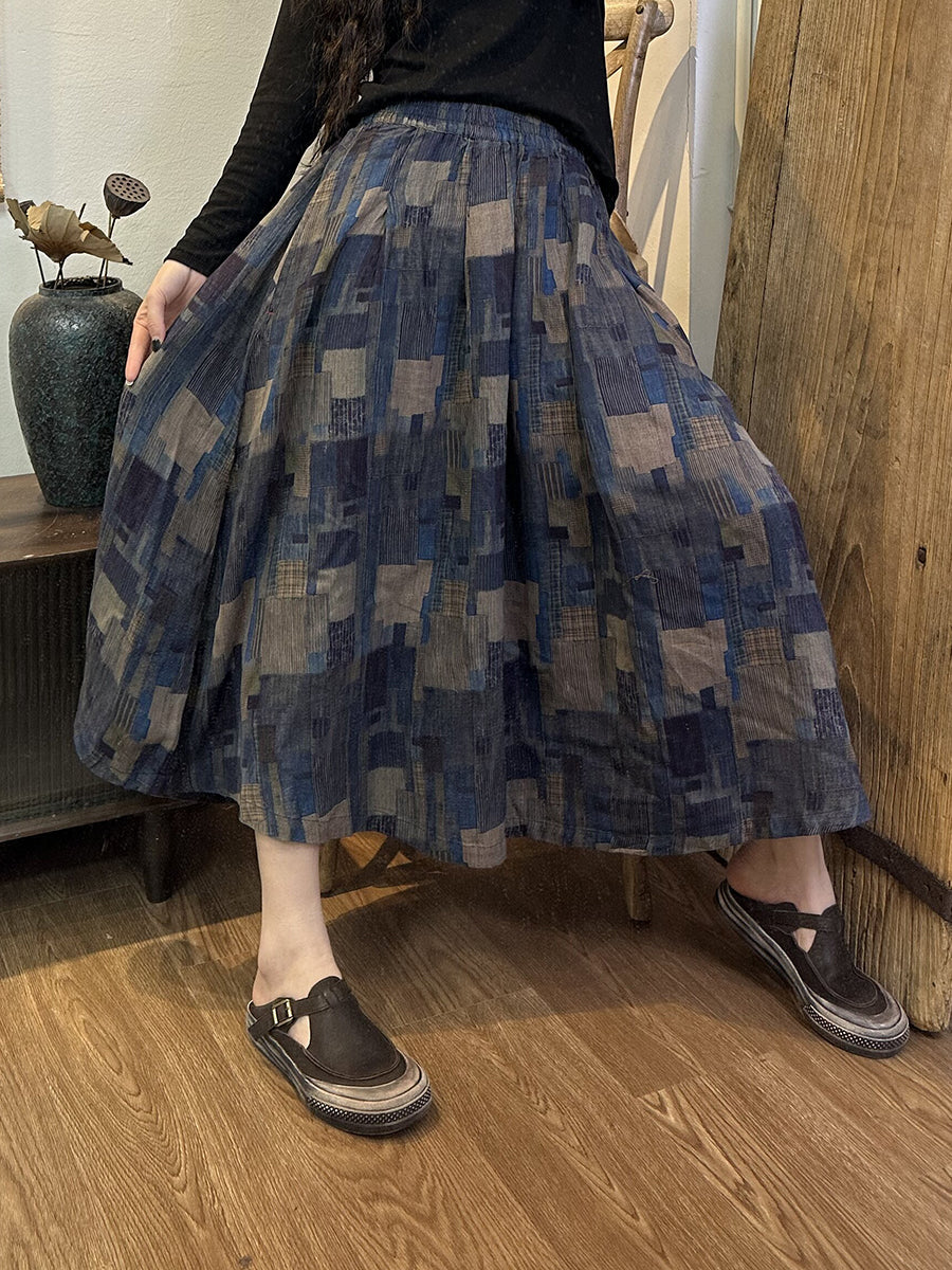 Jupe d'été à carreaux irréguliers rétro grande taille pour femmes