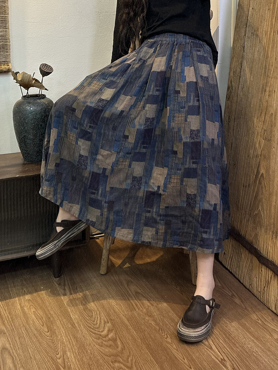 Jupe d'été à carreaux irréguliers rétro grande taille pour femmes