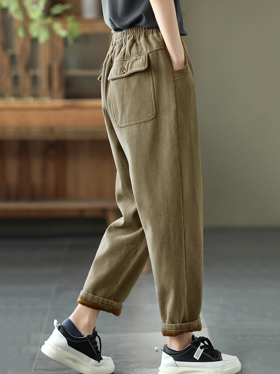 Plus Size Damen Herbst Verdicken Reine Farbe Haremshose