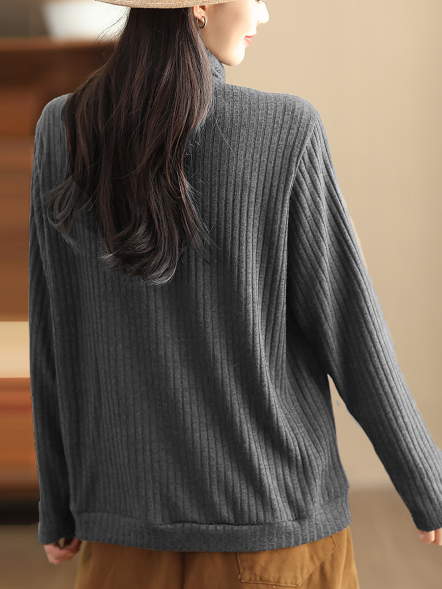 Übergröße Damen Vintage Solides Wollsweatshirt