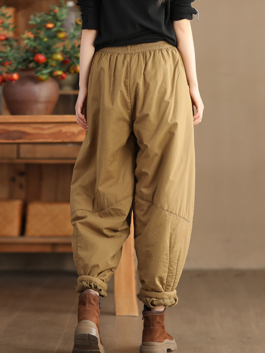 Plus Size Damen Vintage Solide Gespleißte Gepolsterte Haremshose