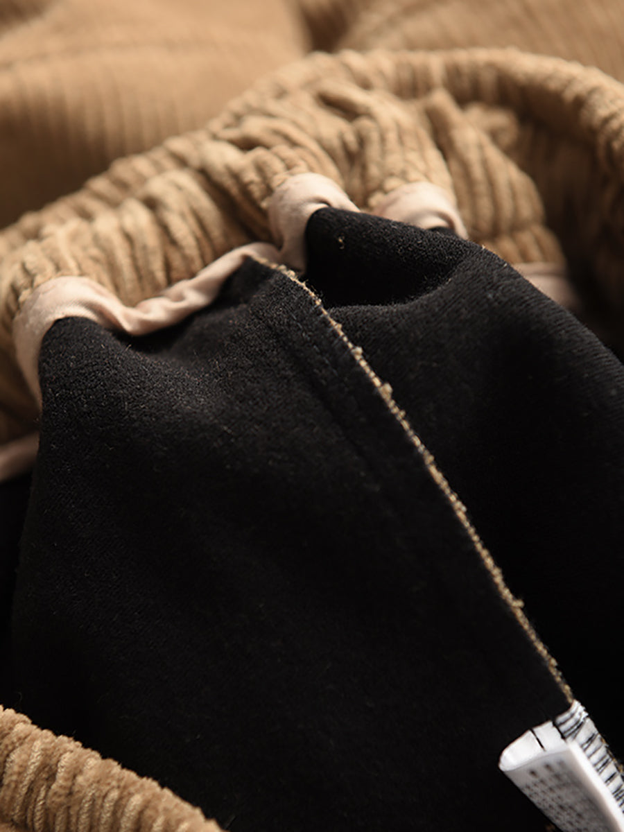 Lässige, einfarbige, lockere Hose mit Fleecefutter für Damen in Übergröße