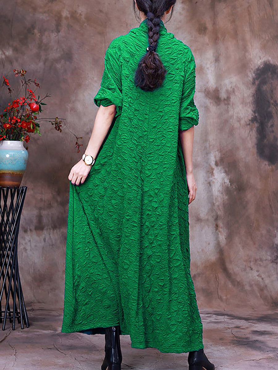 Plus Size Maxikleid mit Taschen und langen Ärmeln für Damen