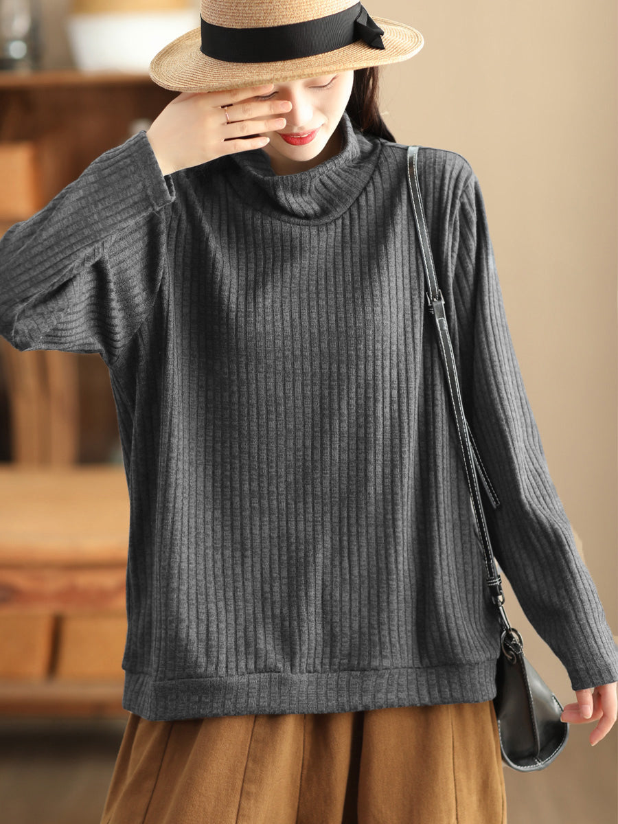 Übergröße Damen Vintage Solides Wollsweatshirt