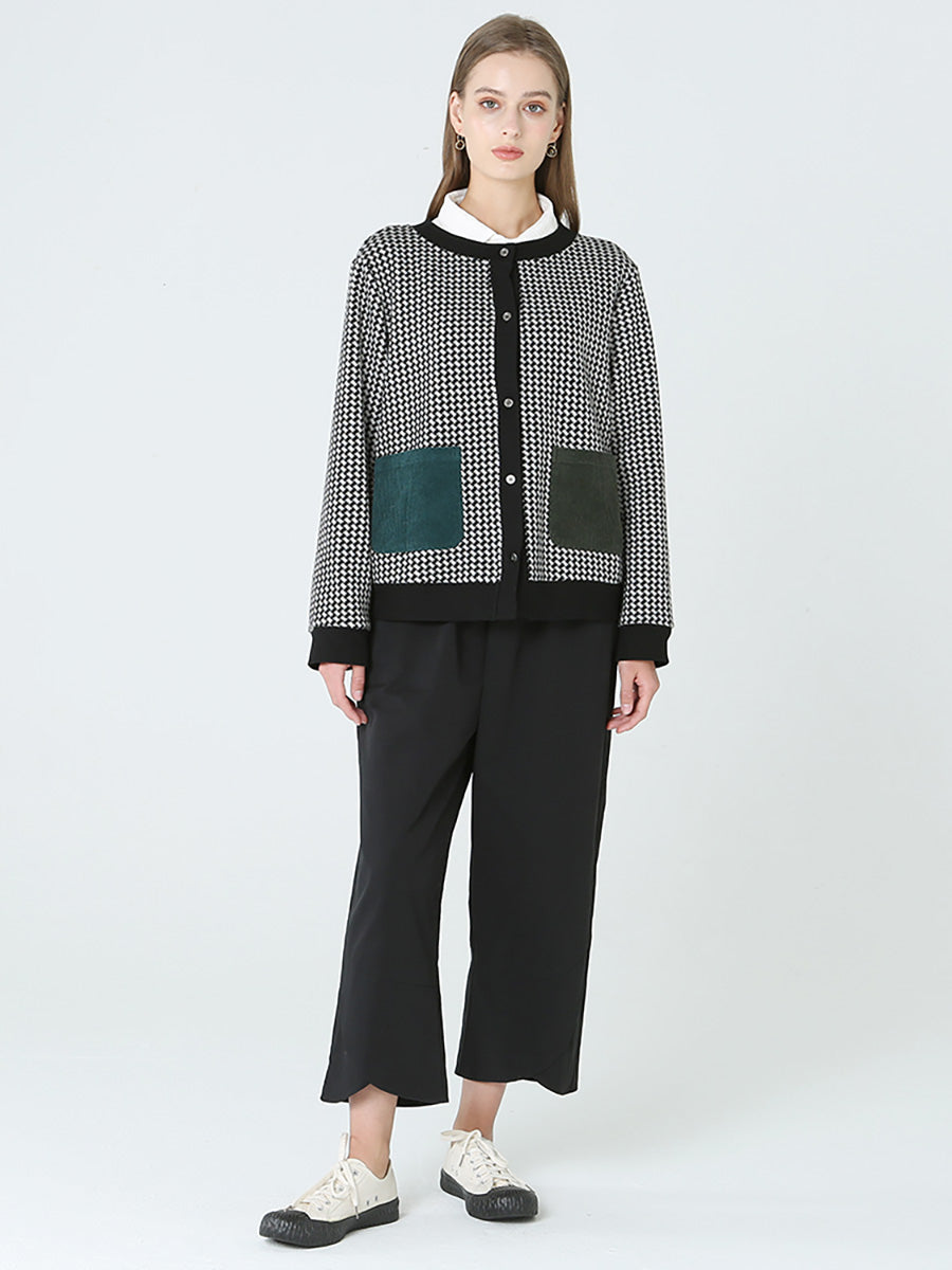 Übergröße Damen Frühling Langarm Karierter Knopfmantel M-2XL
