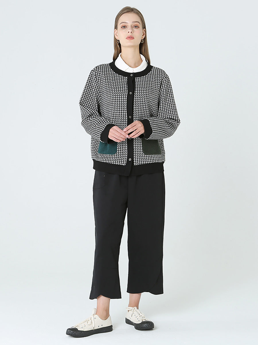 Übergröße Damen Frühling Langarm Karierter Knopfmantel M-2XL