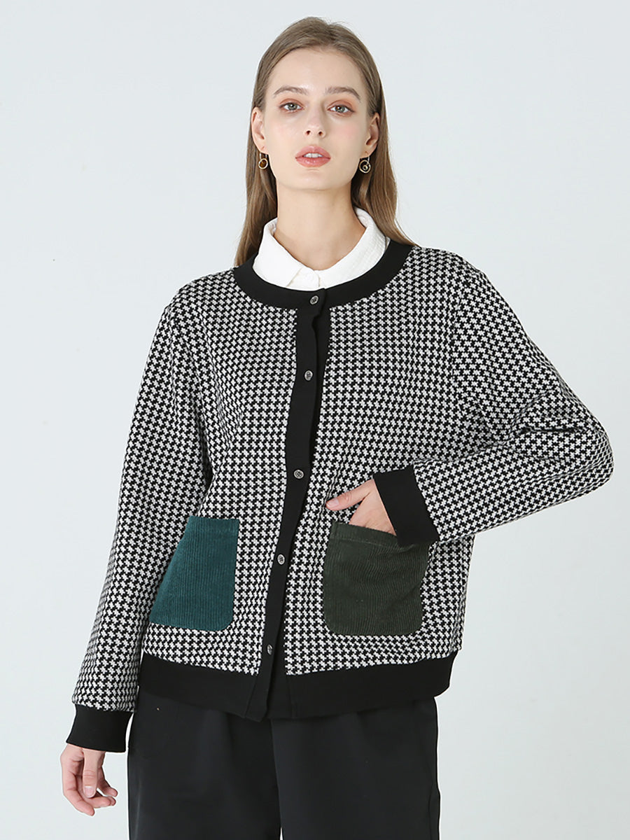 Übergröße Damen Frühling Langarm Karierter Knopfmantel M-2XL