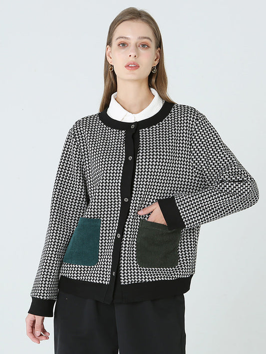 Übergröße Damen Frühling Langarm Karierter Knopfmantel M-2XL