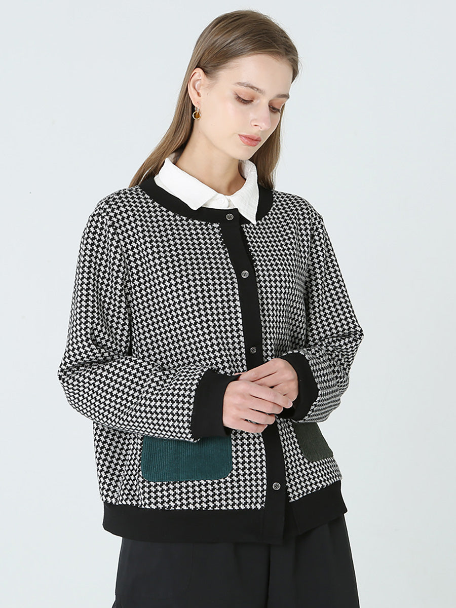 Übergröße Damen Frühling Langarm Karierter Knopfmantel M-2XL