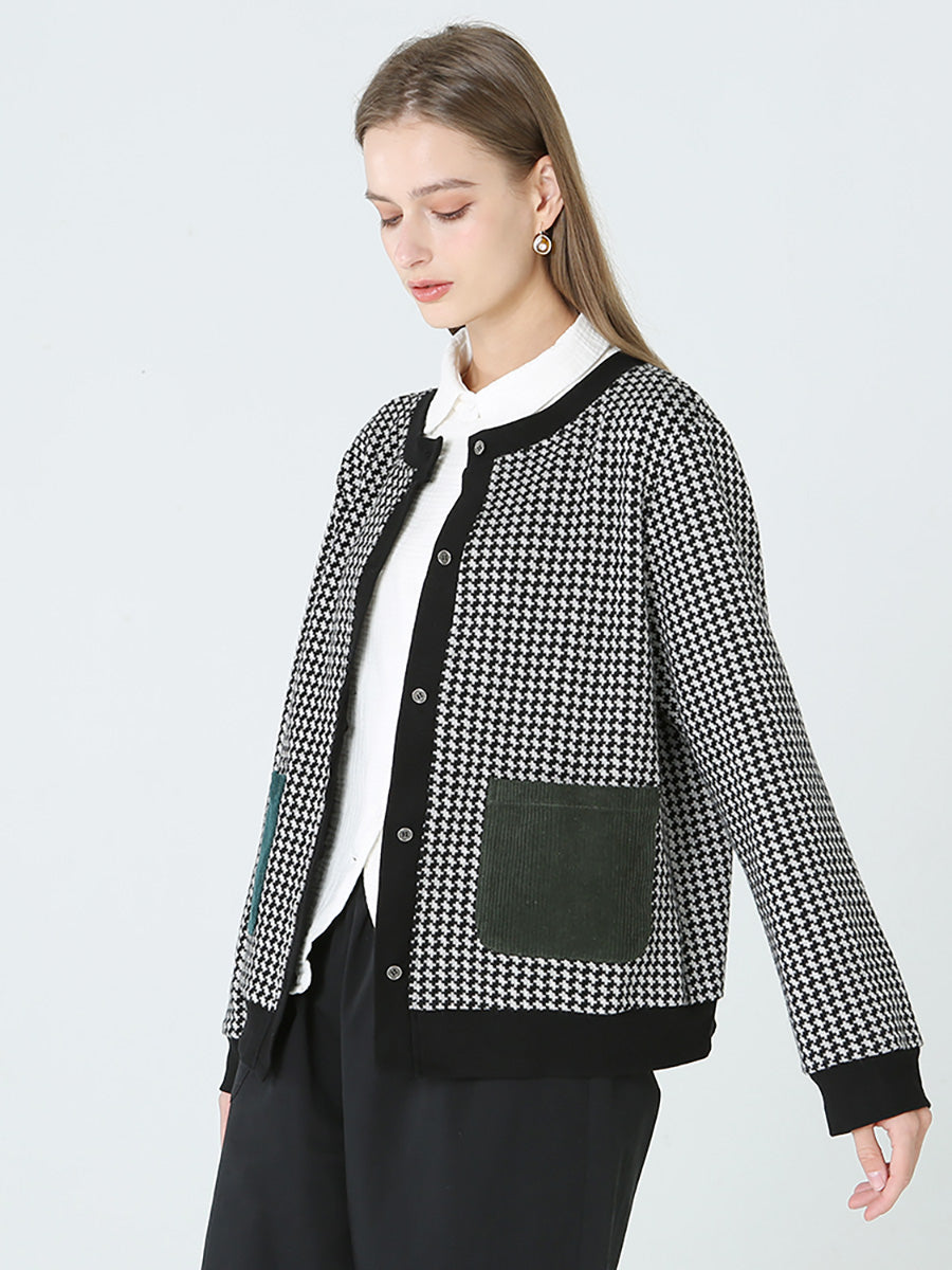 Übergröße Damen Frühling Langarm Karierter Knopfmantel M-2XL