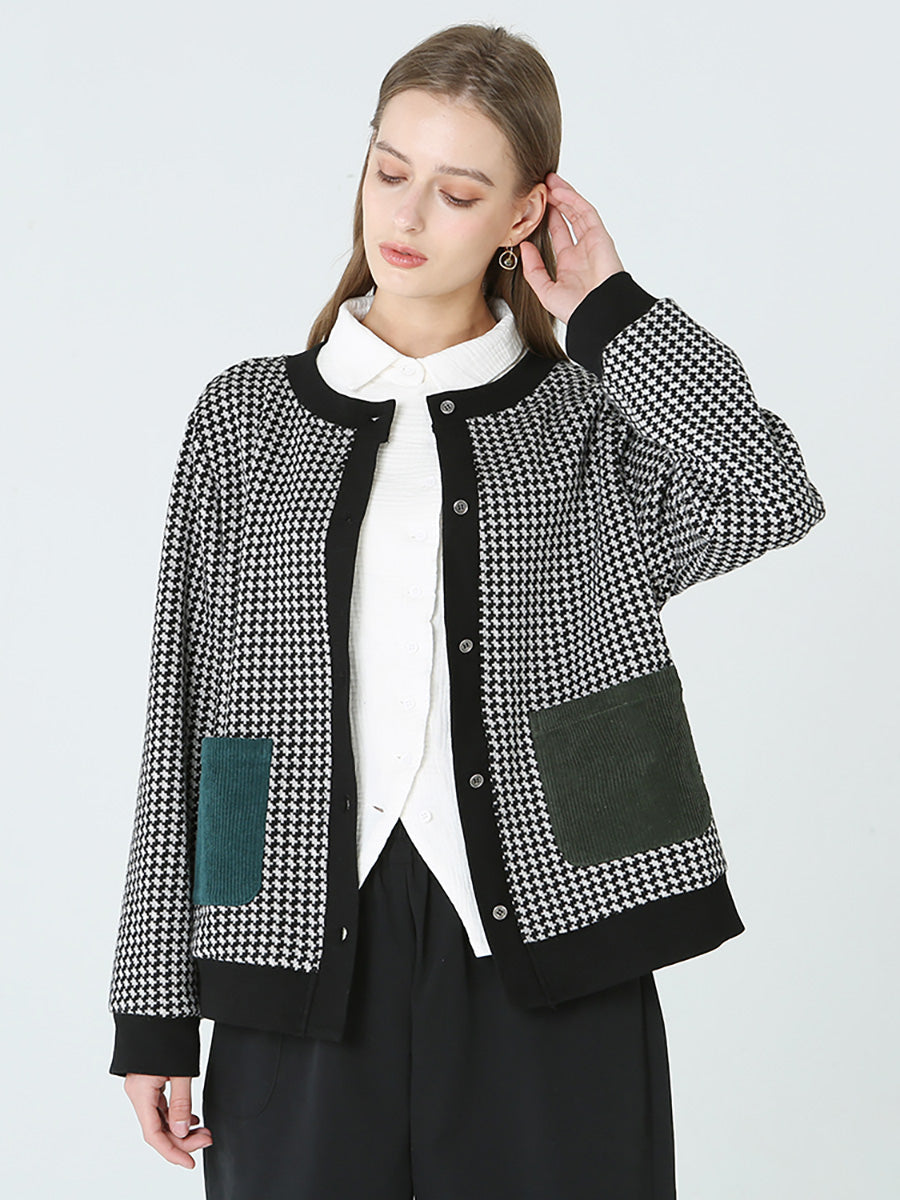 Übergröße Damen Frühling Langarm Karierter Knopfmantel M-2XL