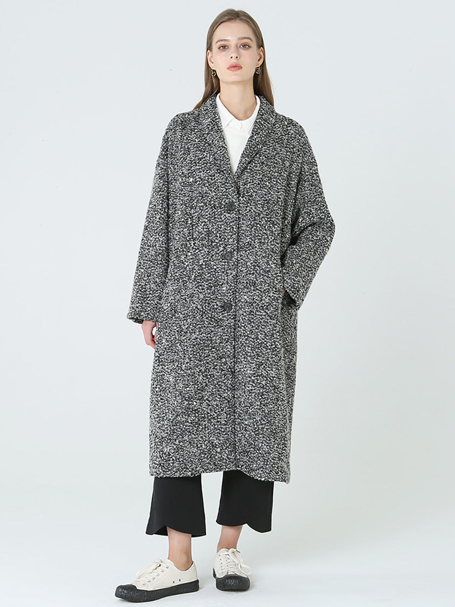 Übergröße, langer Wollmantel für Damen, Winter, langärmelig, M-2XL