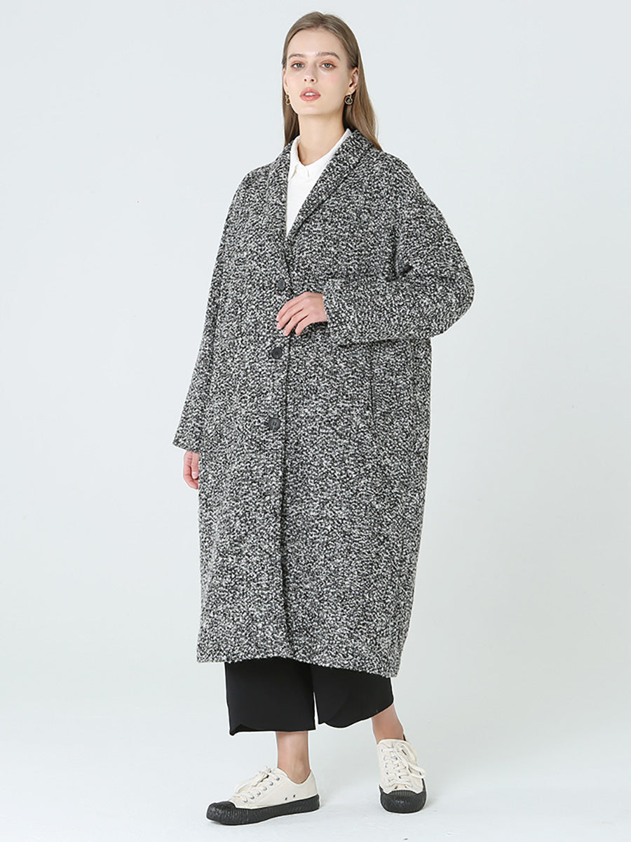Übergröße, langer Wollmantel für Damen, Winter, langärmelig, M-2XL