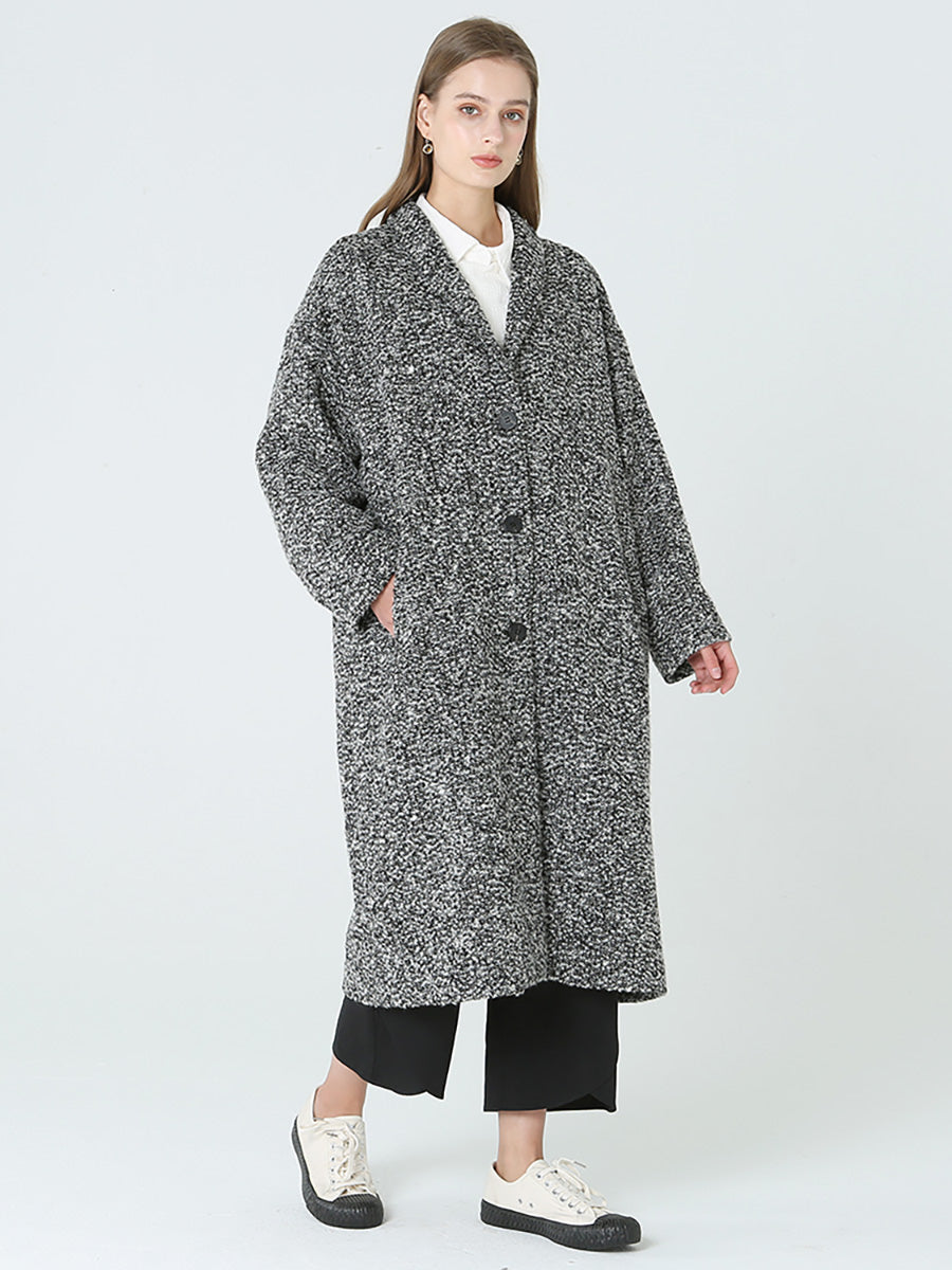 Übergröße, langer Wollmantel für Damen, Winter, langärmelig, M-2XL