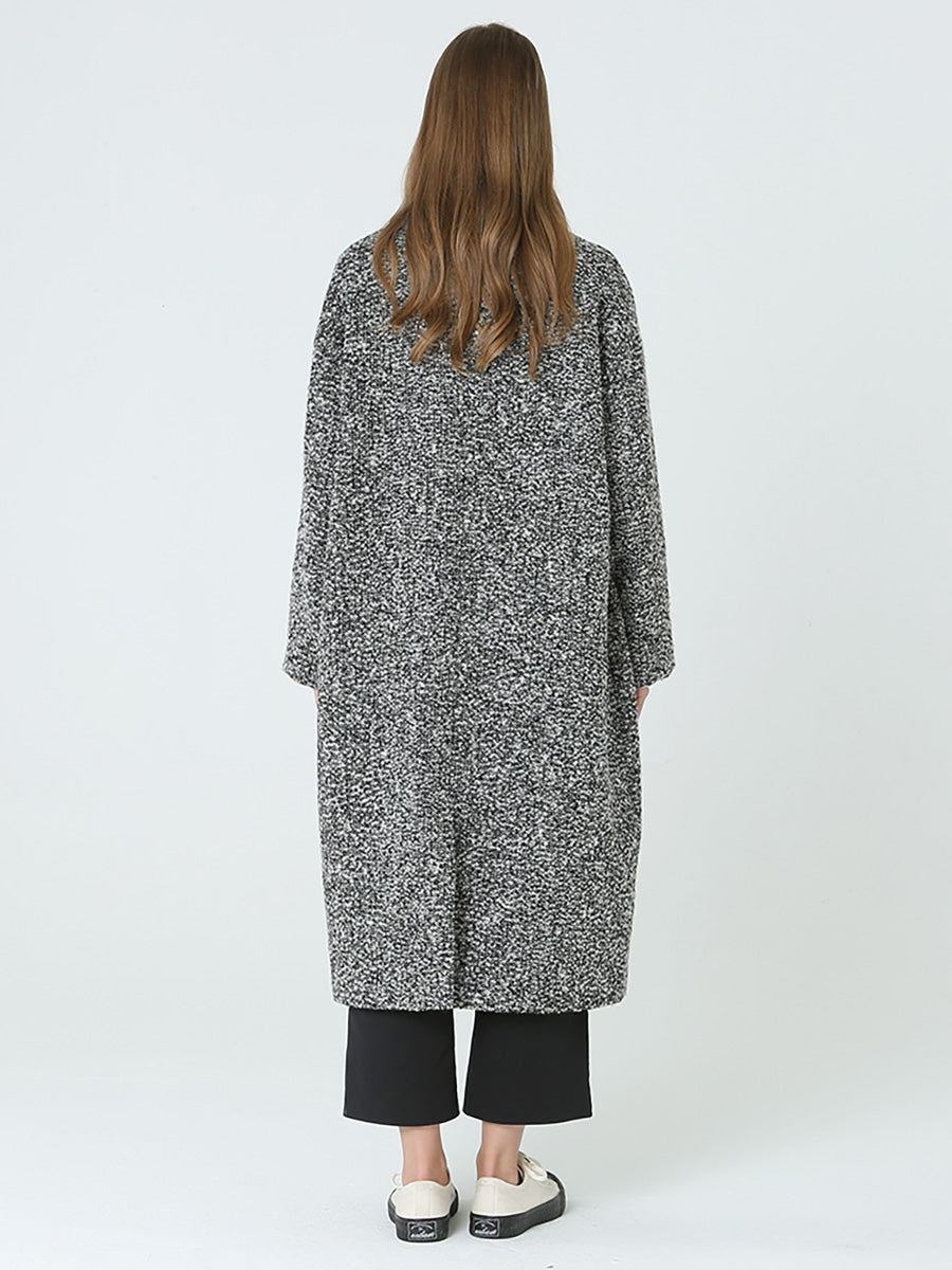 Übergröße, langer Wollmantel für Damen, Winter, langärmelig, M-2XL