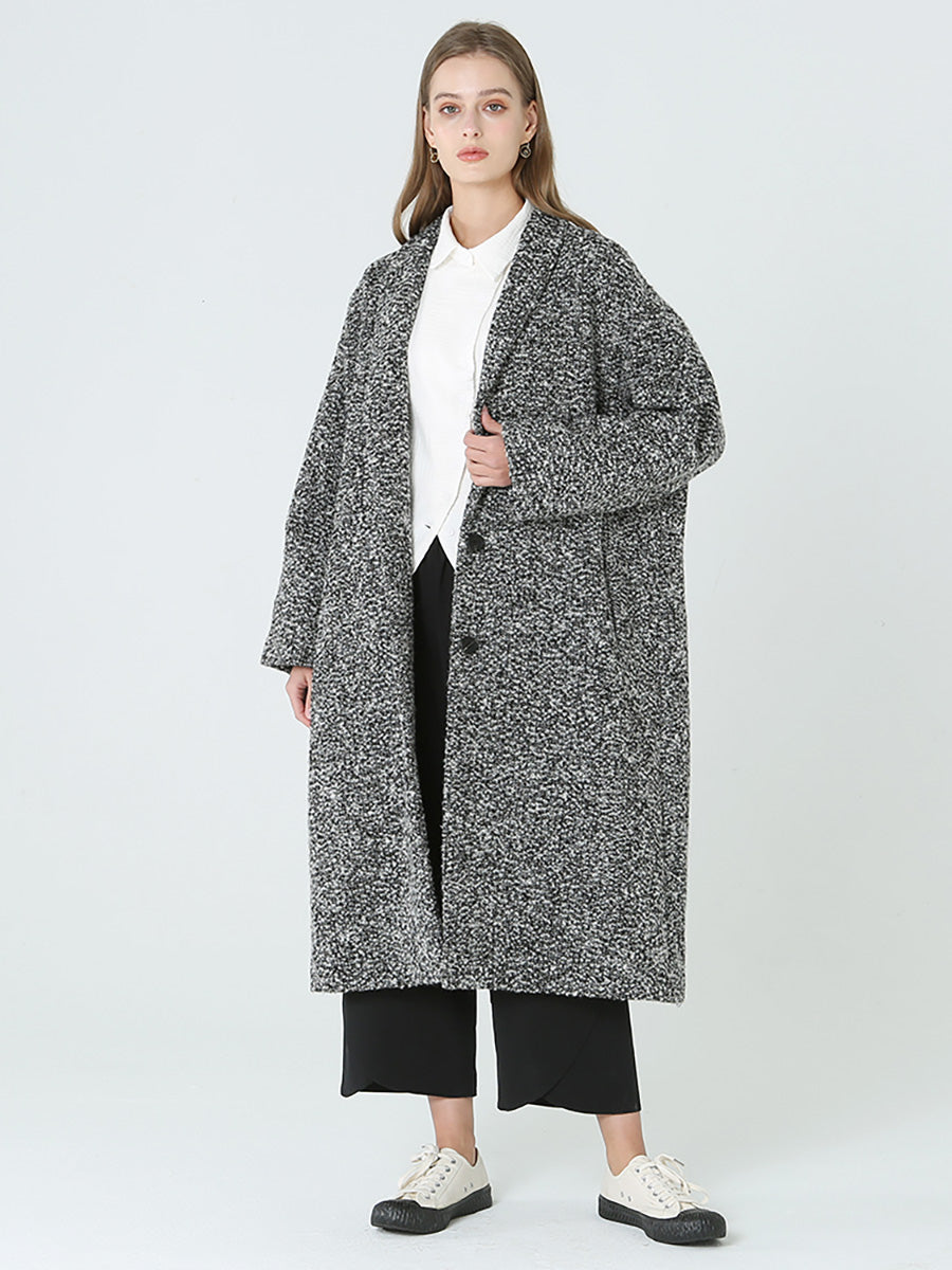 Übergröße, langer Wollmantel für Damen, Winter, langärmelig, M-2XL