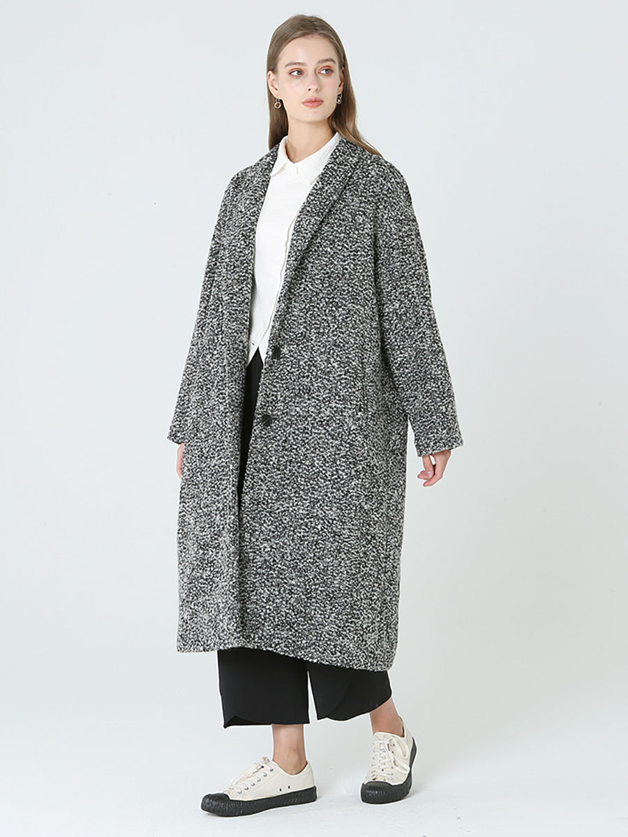 Übergröße, langer Wollmantel für Damen, Winter, langärmelig, M-2XL