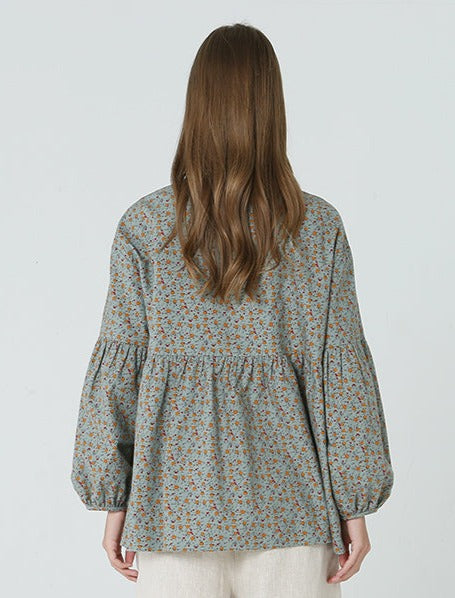 Plus Size Blumendrucke Lose Langarm Frühling Damen Shirt M-2XL