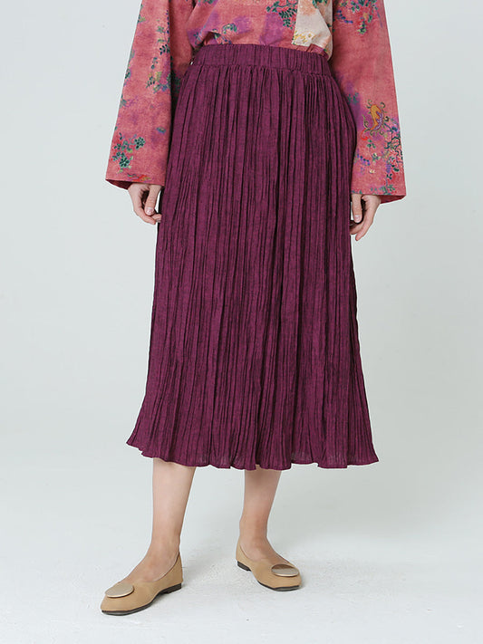 Jupe plissée grande taille pour femme, ample, décontractée, taille élastique, printemps, M-2XL