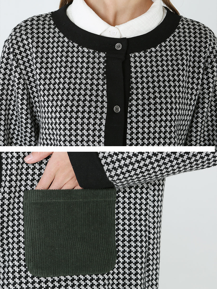 Übergröße Damen Frühling Langarm Karierter Knopfmantel M-2XL