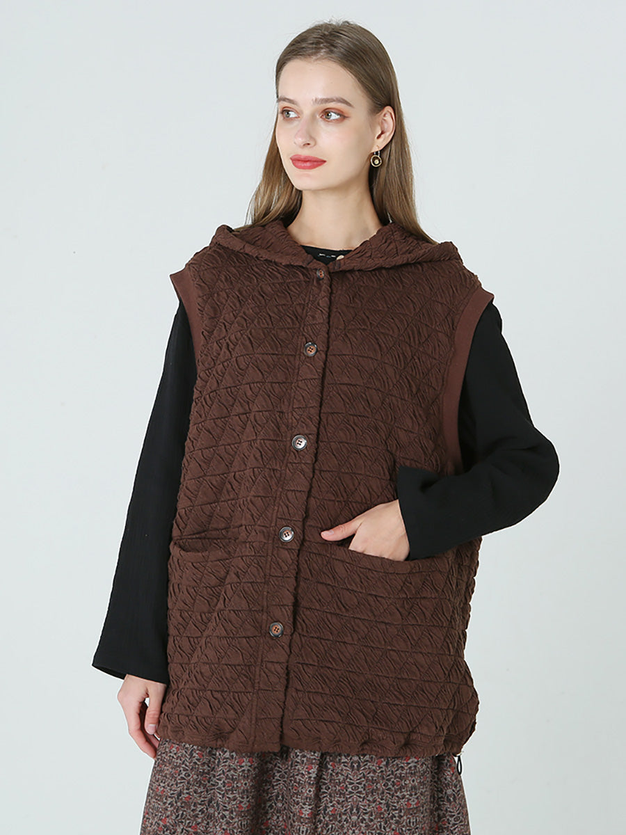Übergröße, lässiger Damenmantel mit Kapuze, ärmellos, für den Winter, Frühling