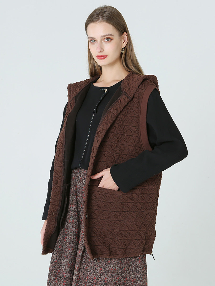 Übergröße, lässiger Damenmantel mit Kapuze, ärmellos, für den Winter, Frühling