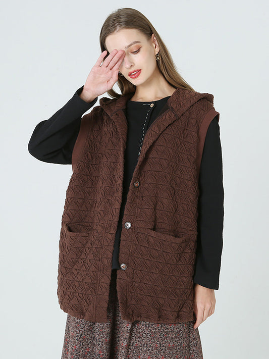 Übergröße, lässiger Damenmantel mit Kapuze, ärmellos, für den Winter, Frühling