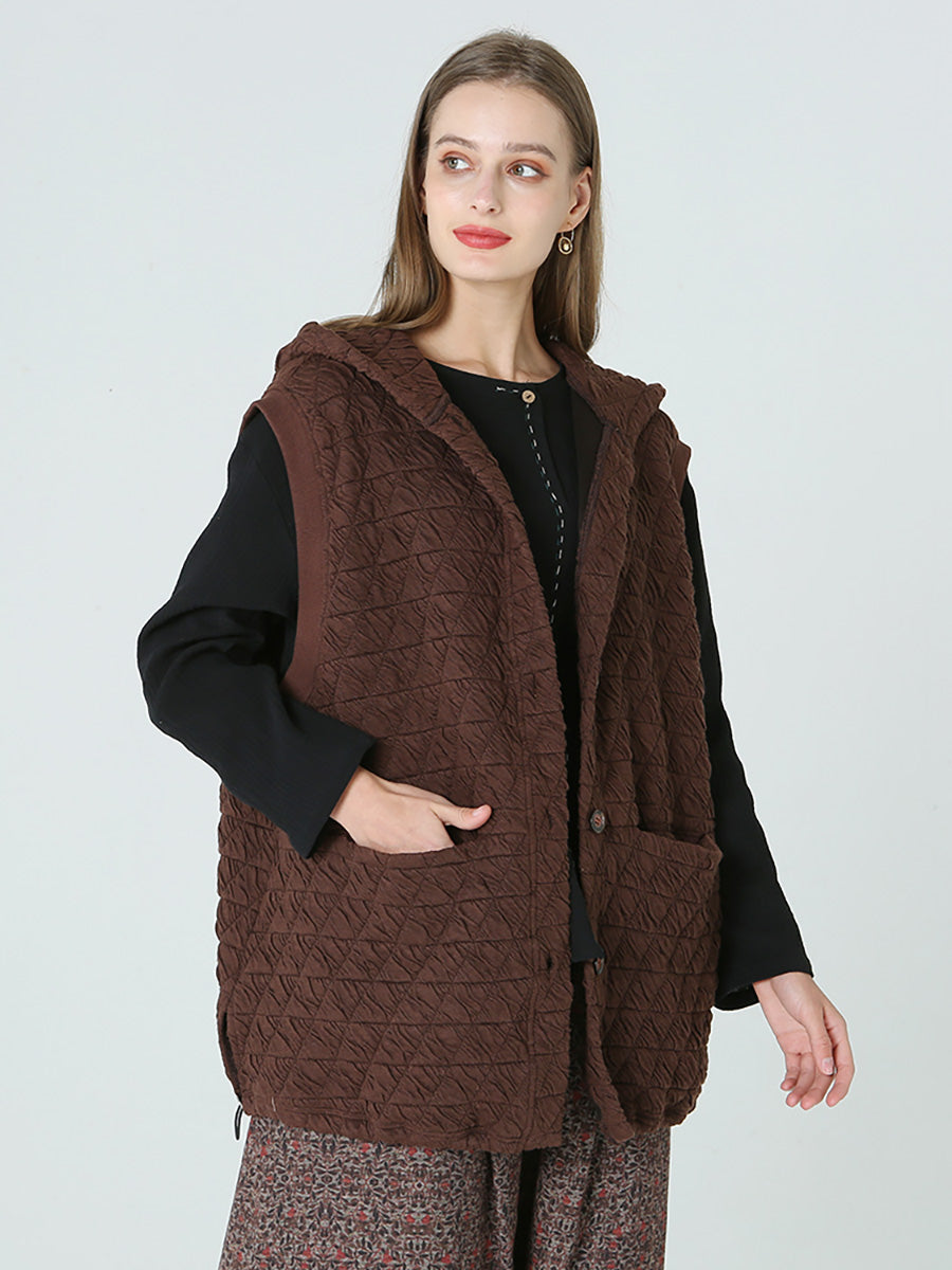 Übergröße, lässiger Damenmantel mit Kapuze, ärmellos, für den Winter, Frühling