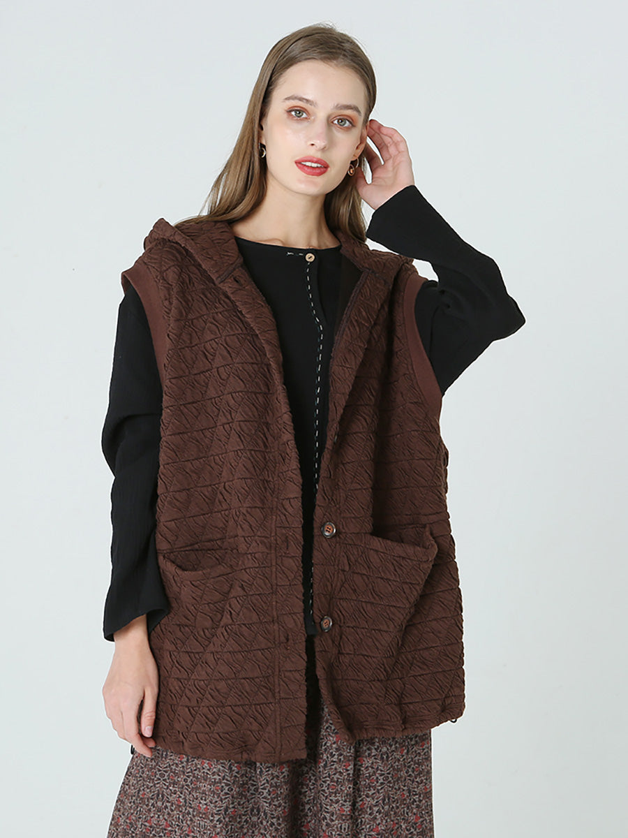 Übergröße, lässiger Damenmantel mit Kapuze, ärmellos, für den Winter, Frühling