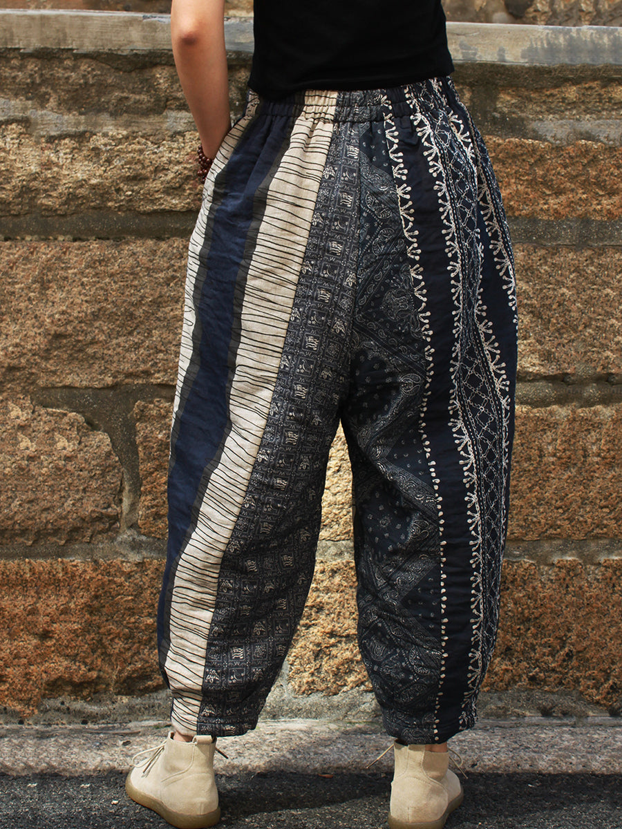 Übergröße Damen Retro Gespleißte Lockere Hose aus Baumwolle