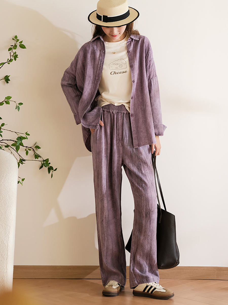 Plus Size Damen Vintage Frühling Weite Hose aus Leinen-Baumwolle