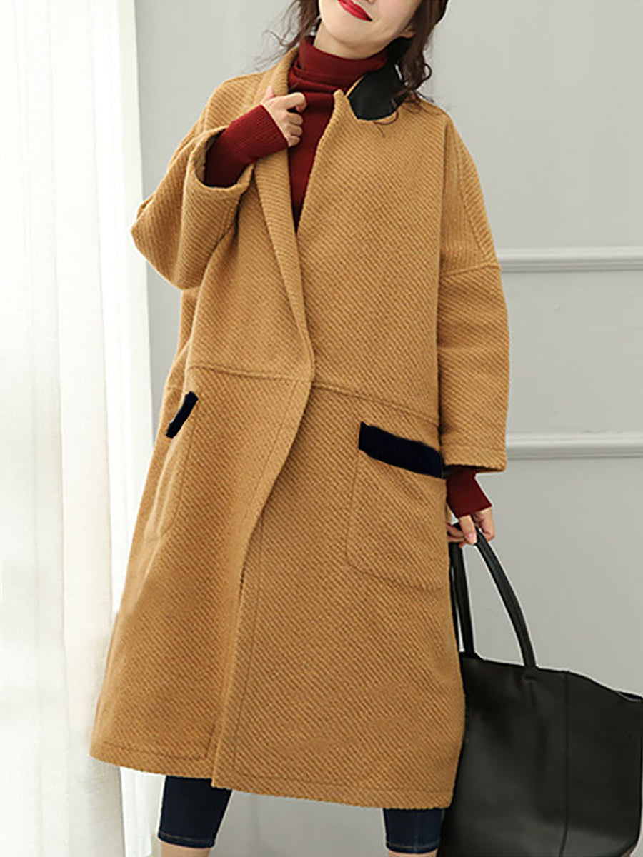 Übergröße Damen Winter Casal Lockerer Wollmantel