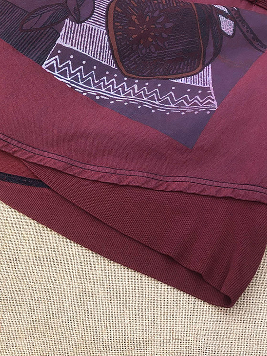 Übergröße Damen Vintage Blumen Kapuzenpullover Lang