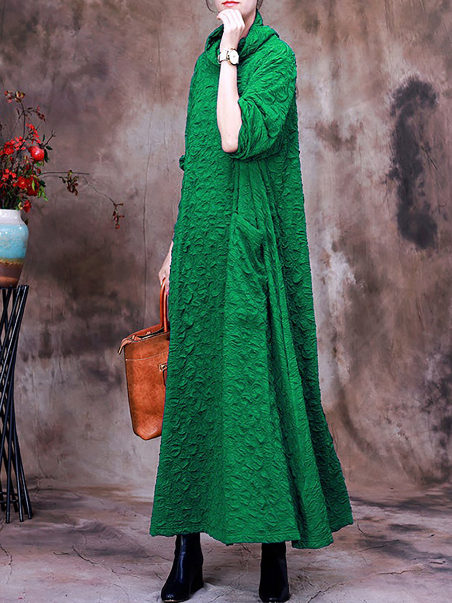 Plus Size Maxikleid mit Taschen und langen Ärmeln für Damen