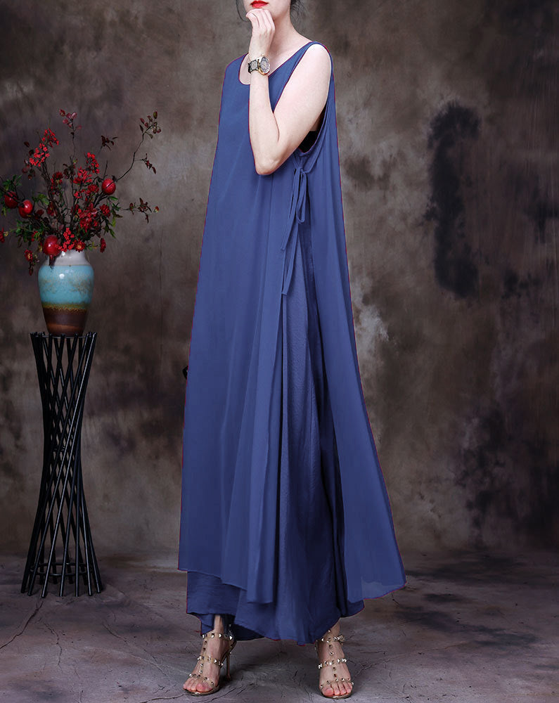 Übergröße Damen Sommer Unregelmäßiger Saum Solide Lockeres Westenkleid